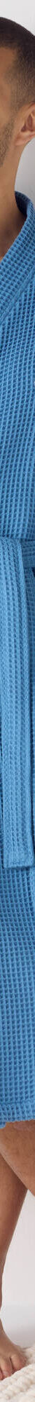 Peignoir col kimono mixte nid d’abeille Colombine®, 240g/m2 (bleu) Peignoir col kimono mixte nid d’abeille Colombine®, 240g/m2 (bleu)